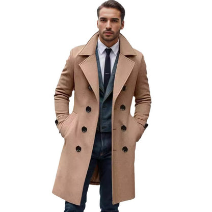 Men's Double-Breasted Trench Coat Notch Collar