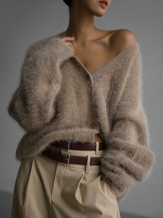 LM | Long-sleeved cardigan with dropped shoulders