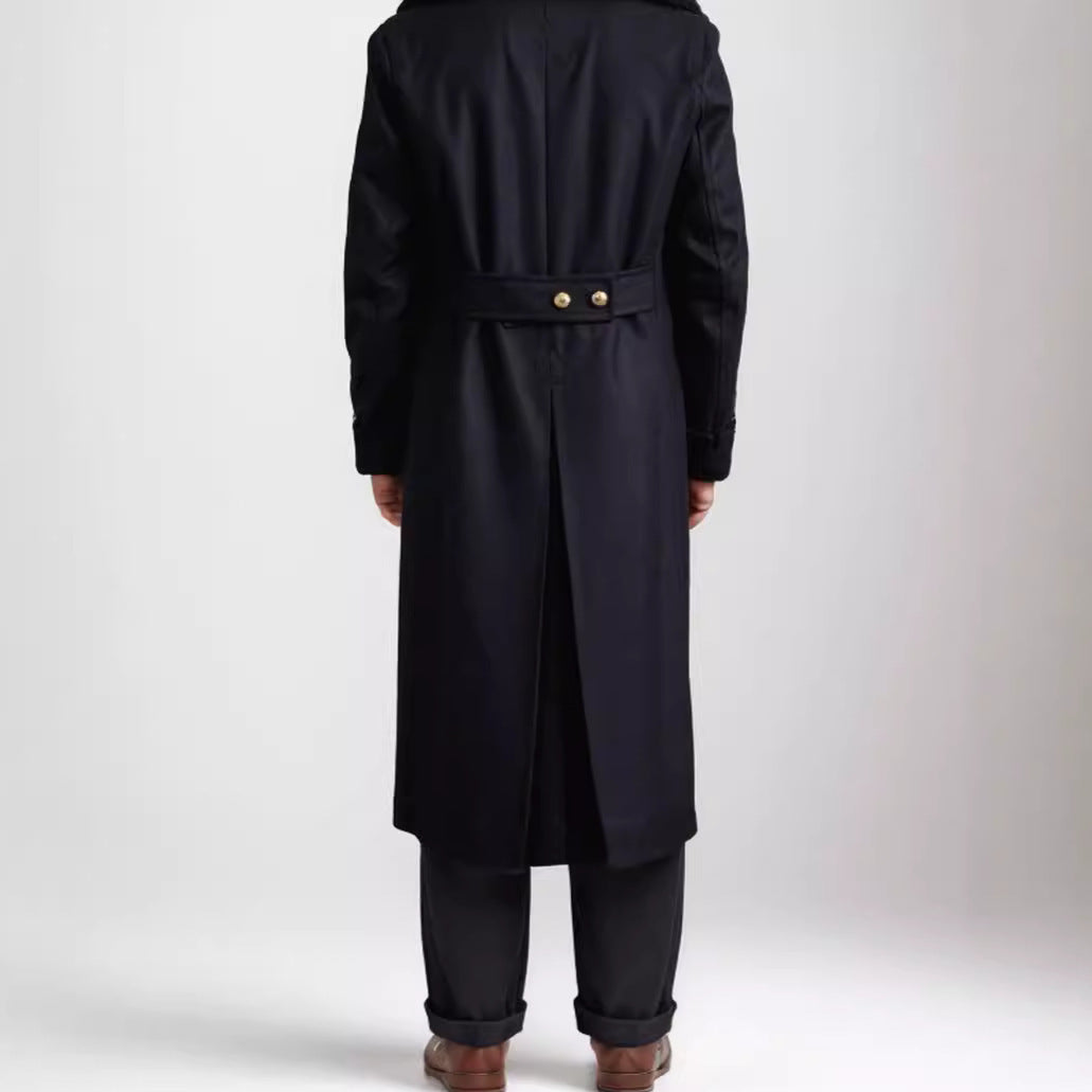 Men's Double-Breasted Long Overcoat Wide Collar