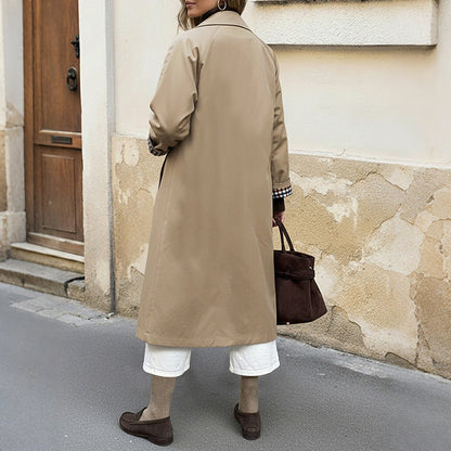 Women's Classic Trench Coat with Gingham Lining