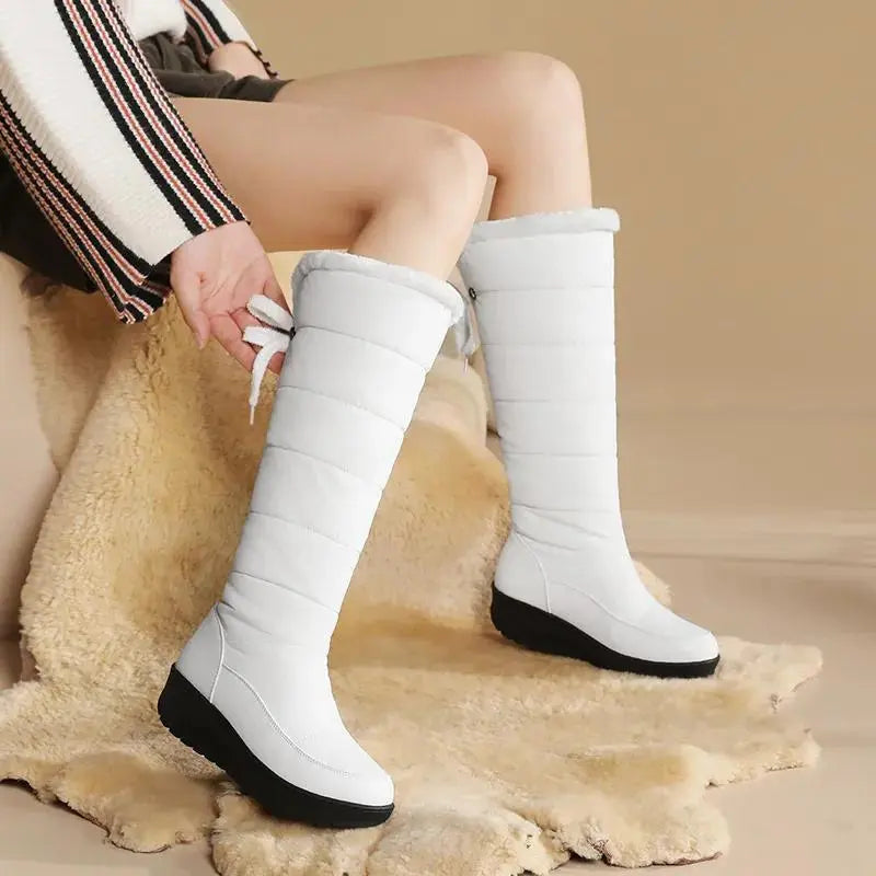 Plush Lace-Up Winter Boots for Women – Cozy & Elegant Style