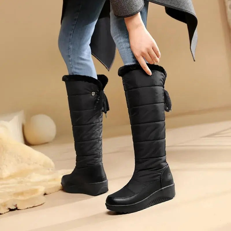 Plush Lace-Up Winter Boots for Women – Cozy & Elegant Style
