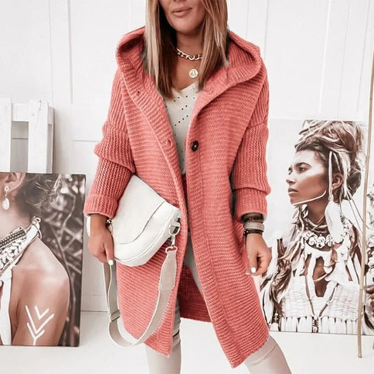 Megan | Damen Kapuzen-Langarm-Winterstrickjacke