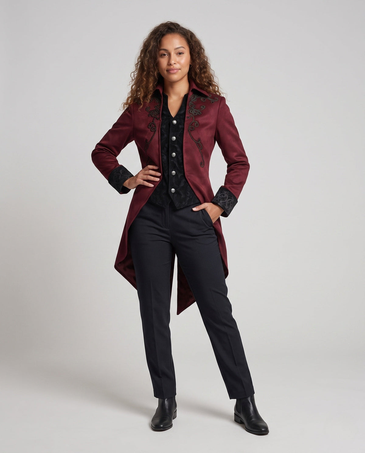 Women's Victorian Tailcoat with Embroidered Detail