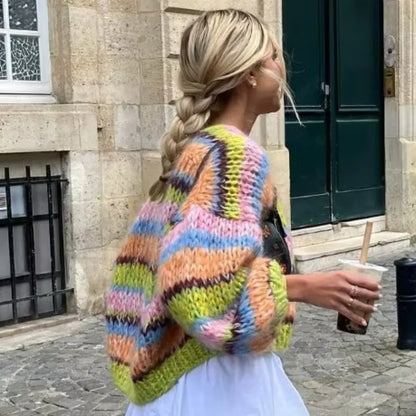 Ashley | Cozy Multicolor Knitted Cardigan for Women