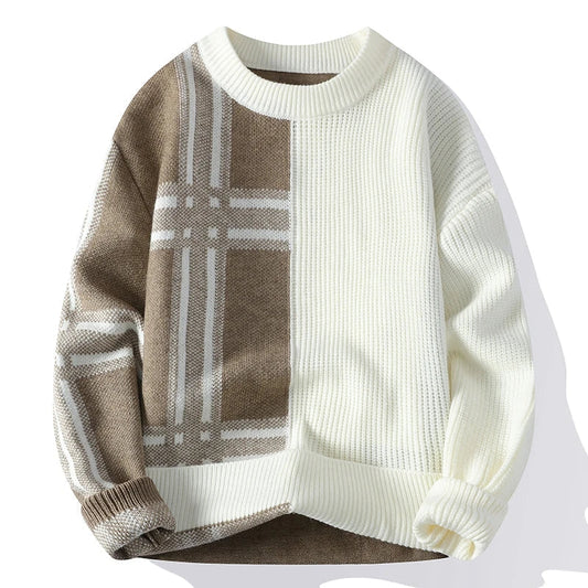 Paul | Herren Winter Colorblock Pullover mit Rundhalsausschnitt