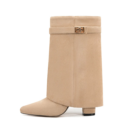 Mia | Women’s Leather Thigh-High Boots with Buckle