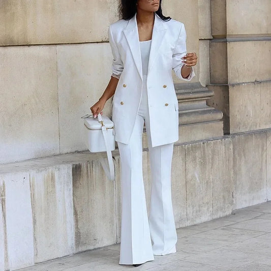 Lauren | Schickes, formelles Hosenanzug-Set mit langem Blazer für Damen