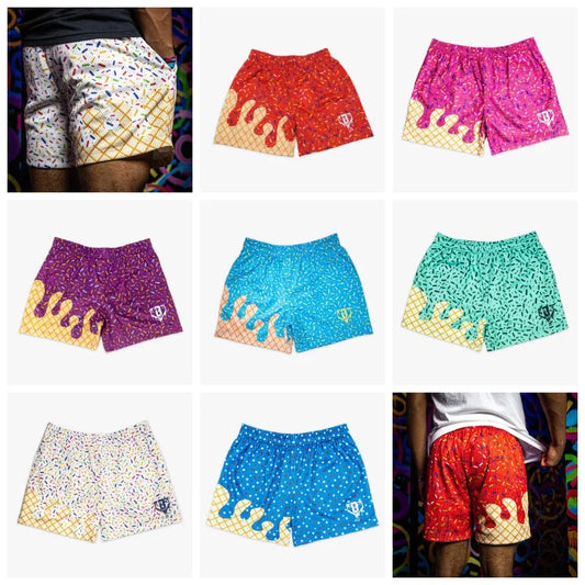 2026 Summer fresh ice cream printed multi-color optional men's baseball and basketball pants 101 breathable casual beach pants