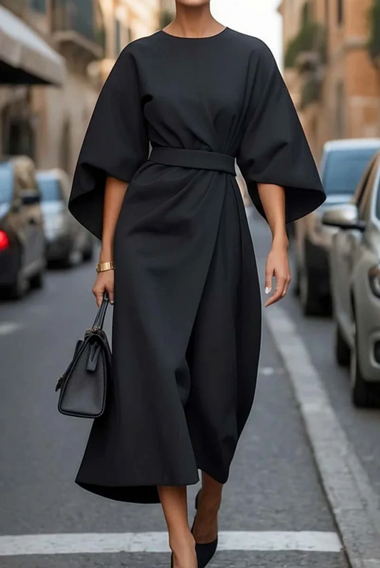 Grace | Elegantes Kleid mit Laternenärmeln und Gürtel
