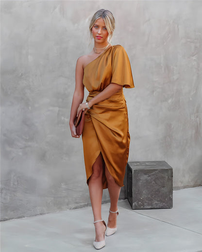 Ava | Women’s One Shoulder Wrap Midi Dress