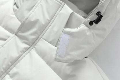 Long Hooded Puffer Coat with Full-Length Zip
