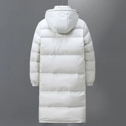 Long Hooded Puffer Coat with Full-Length Zip