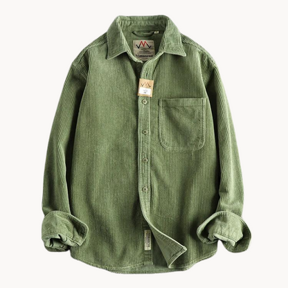 Zach | Men’s Casual Brown Corduroy Long Sleeve Shirt