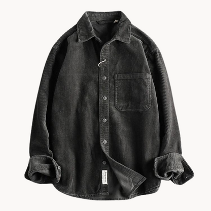 Zach | Men’s Casual Brown Corduroy Long Sleeve Shirt