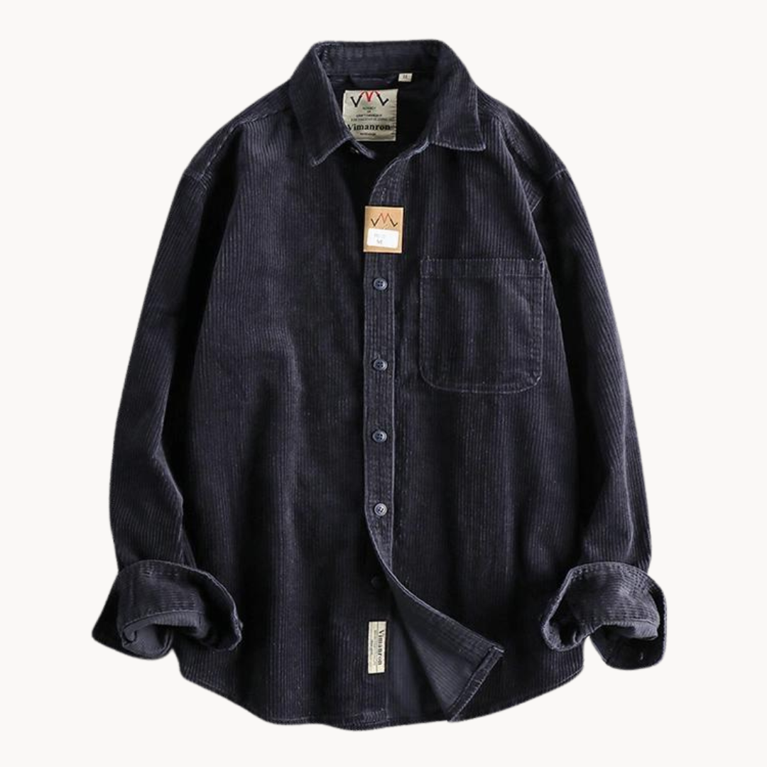 Zach | Men’s Casual Brown Corduroy Long Sleeve Shirt