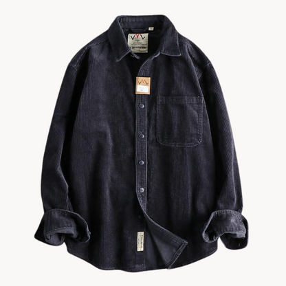 Zach | Men’s Casual Brown Corduroy Long Sleeve Shirt
