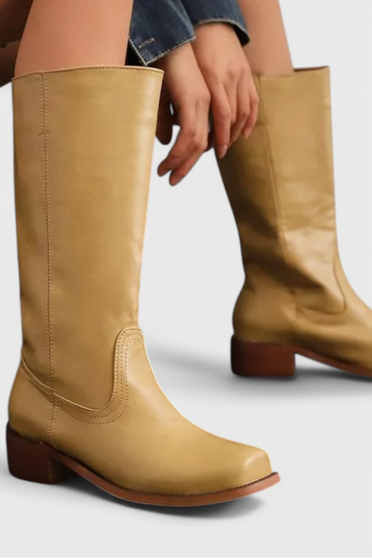 Ella | Damen kniehohe Lederstiefel mit Absätzen