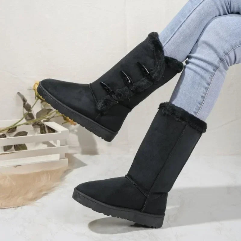 Thick-Soled Snow Boots for Women – Cozy Velvet Lining