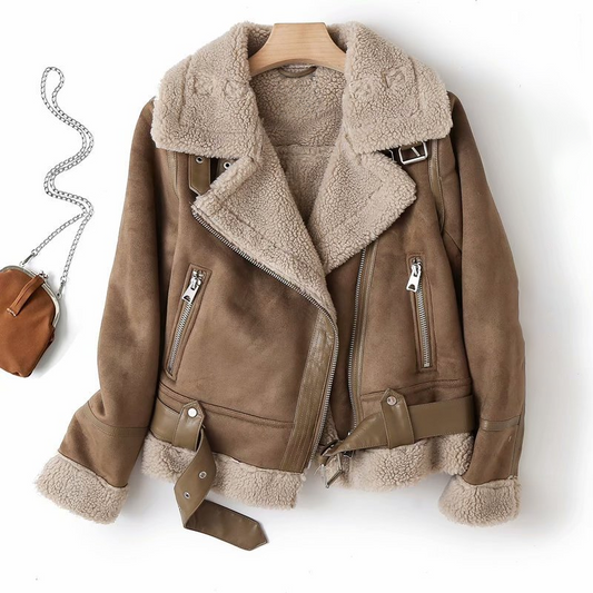 Grace | Schicke Damen-Motorradjacke mit Shearling-Futter