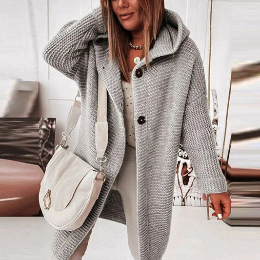 Audrey | Damen Kuschelige Strick-Cardigan-Jacke mit Kapuze