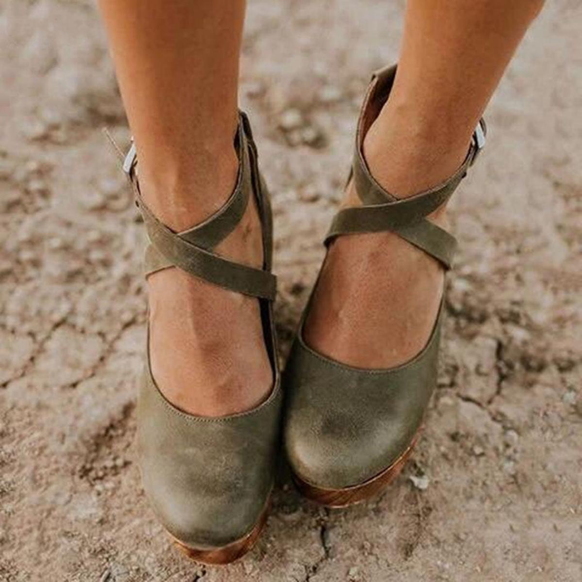 Ruby | Women’s Vintage Style Cross Strap Heels