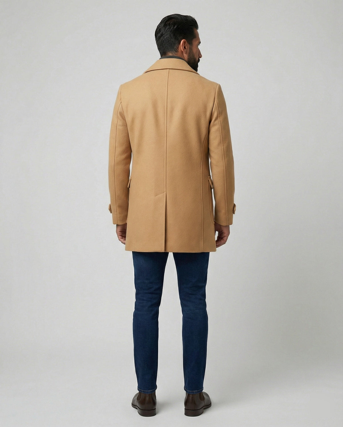 Men's Double-Breasted Peacoat with Notch Lapels