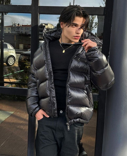 Dallas | Men’s Stylish Shiny Hooded Puffer Jacket