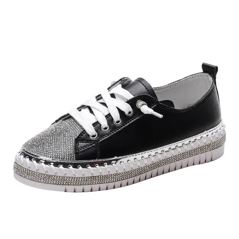 DIAMOND SILVER LEATHER SNEAKERS -Shine With Every Step ✨