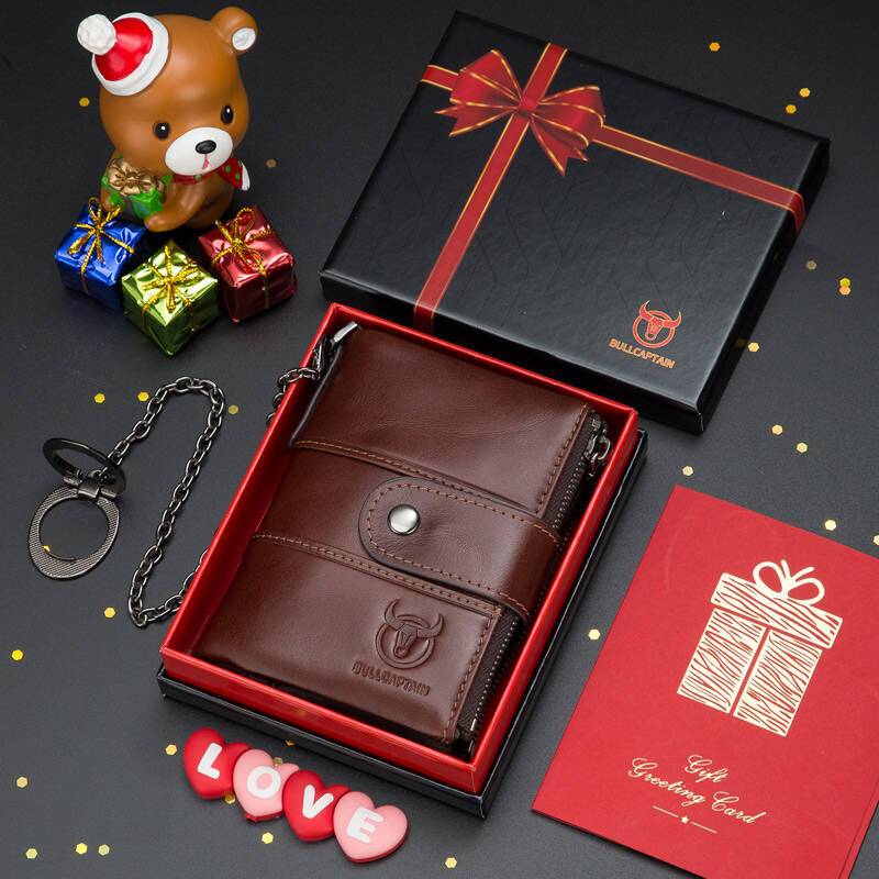 Leather wallet open showing card slots