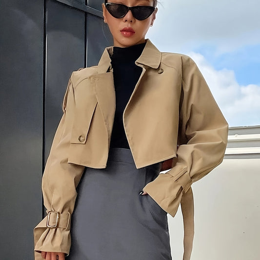 Caroline | Gekürzte Damen-Trenchjacke mit Knopfleiste