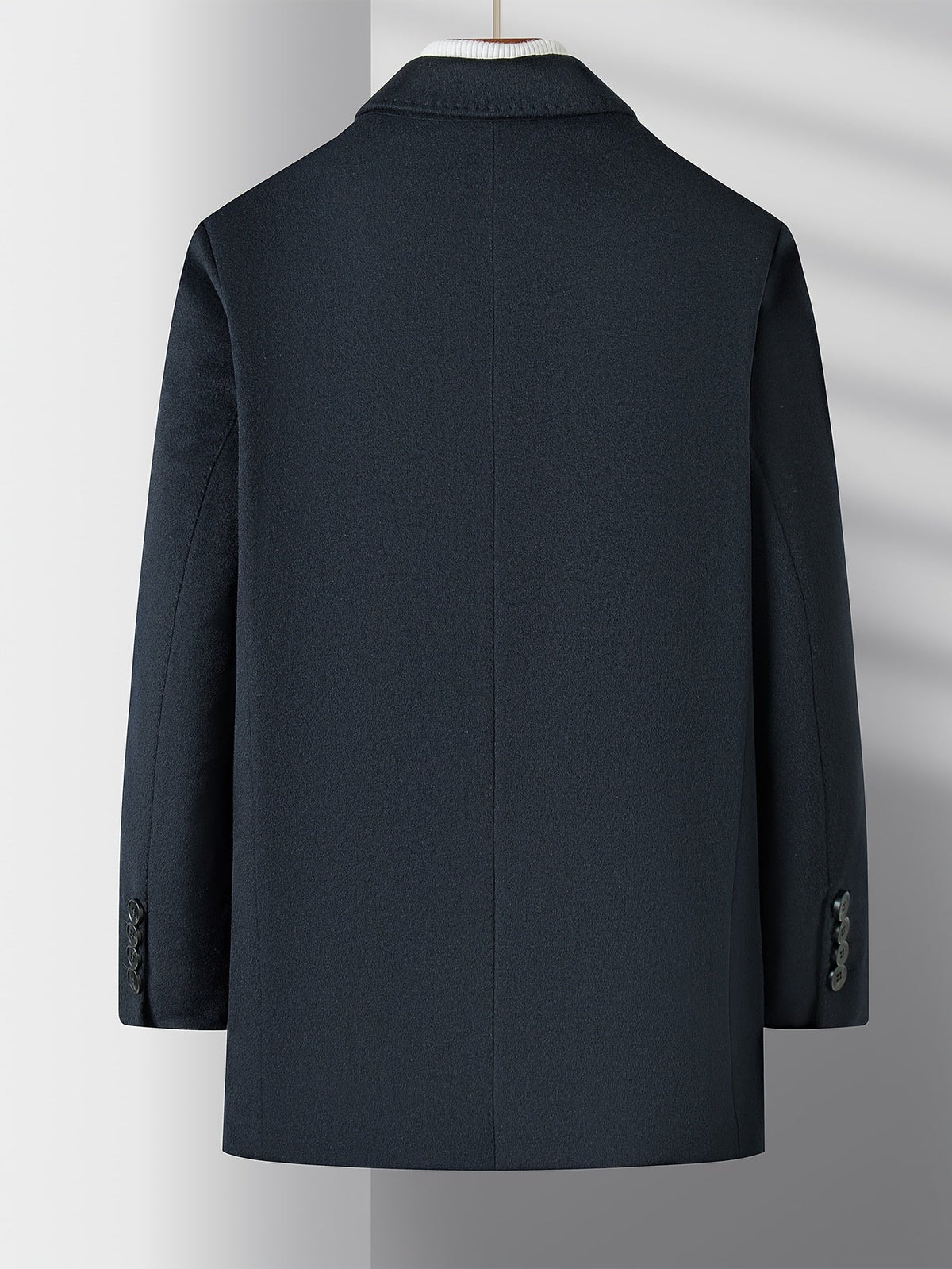 Men's Button-Front Overcoat Collar Pockets