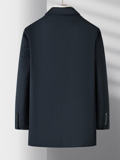 Men's Button-Front Overcoat Collar Pockets