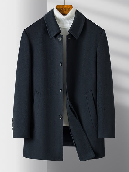 Men's Button-Front Overcoat Collar Pockets
