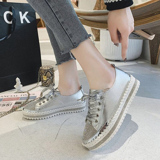 DIAMOND SILBER LEDER-SNEAKER – Glänze bei jedem Schritt ✨