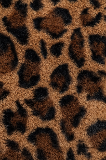 Women's Luxurious Leopard Print Faux Fur Longline Winter Coat