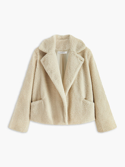Women's Teddy Coat Relaxed Fit with Collared Neckline