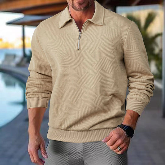 Vince | Herren Freizeitpullover mit Strukturmuster und halbem Reißverschluss