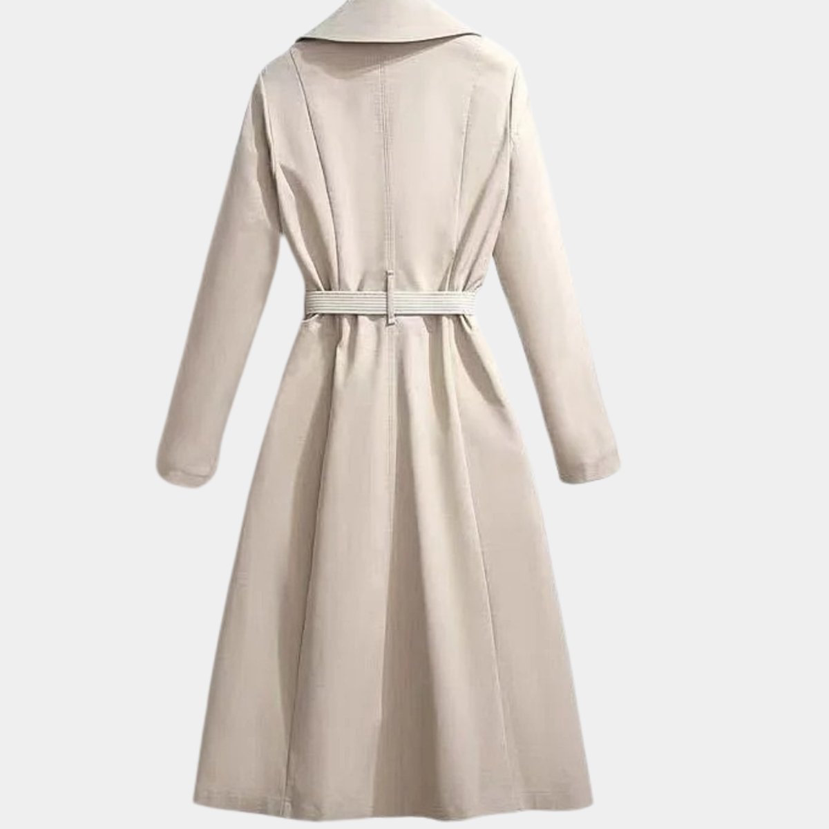Women's Belted Midi Trench Coat with Collar