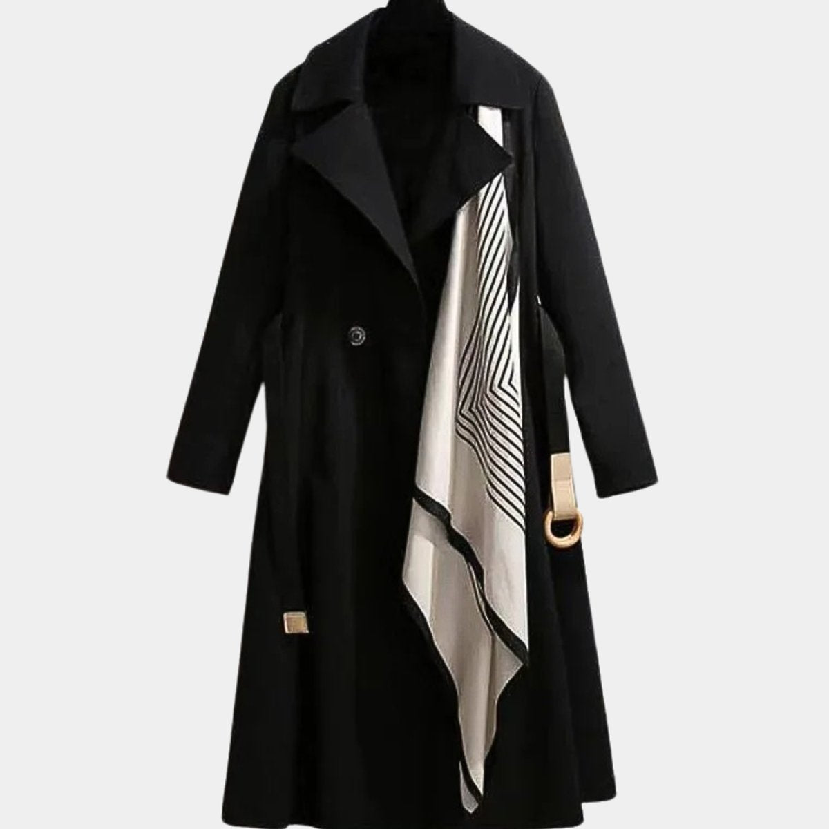 Women's Belted Midi Trench Coat with Collar
