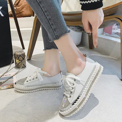 DIAMOND SILVER LEATHER SNEAKERS -Shine With Every Step ✨