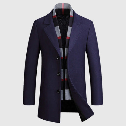 Men's Shawl Collar Coat with Quilted Lining Plaid Detail
