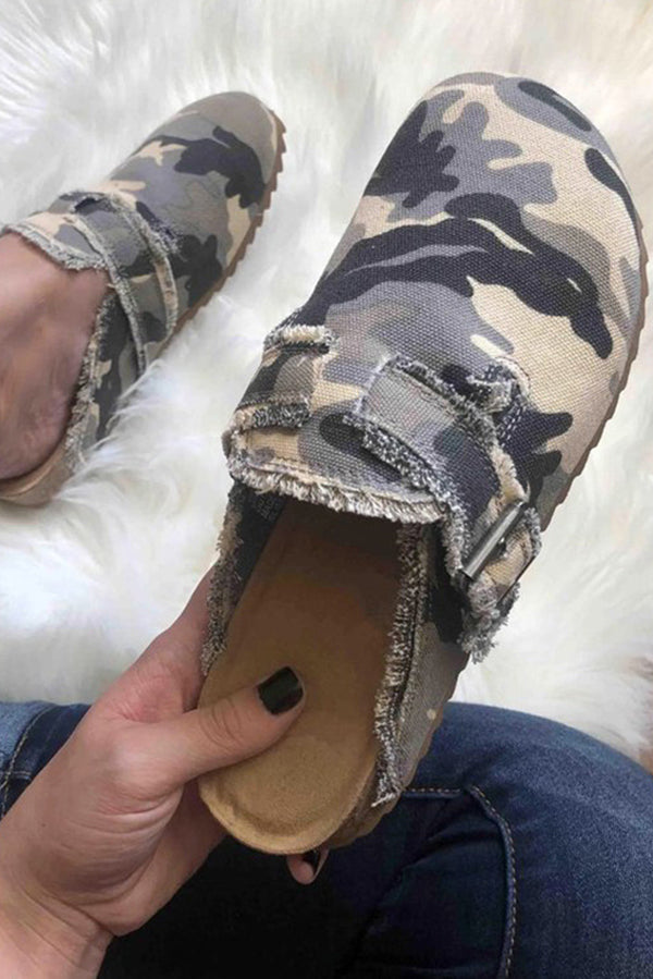Trendy Printed Raw-Edge Flat Casual Shoes