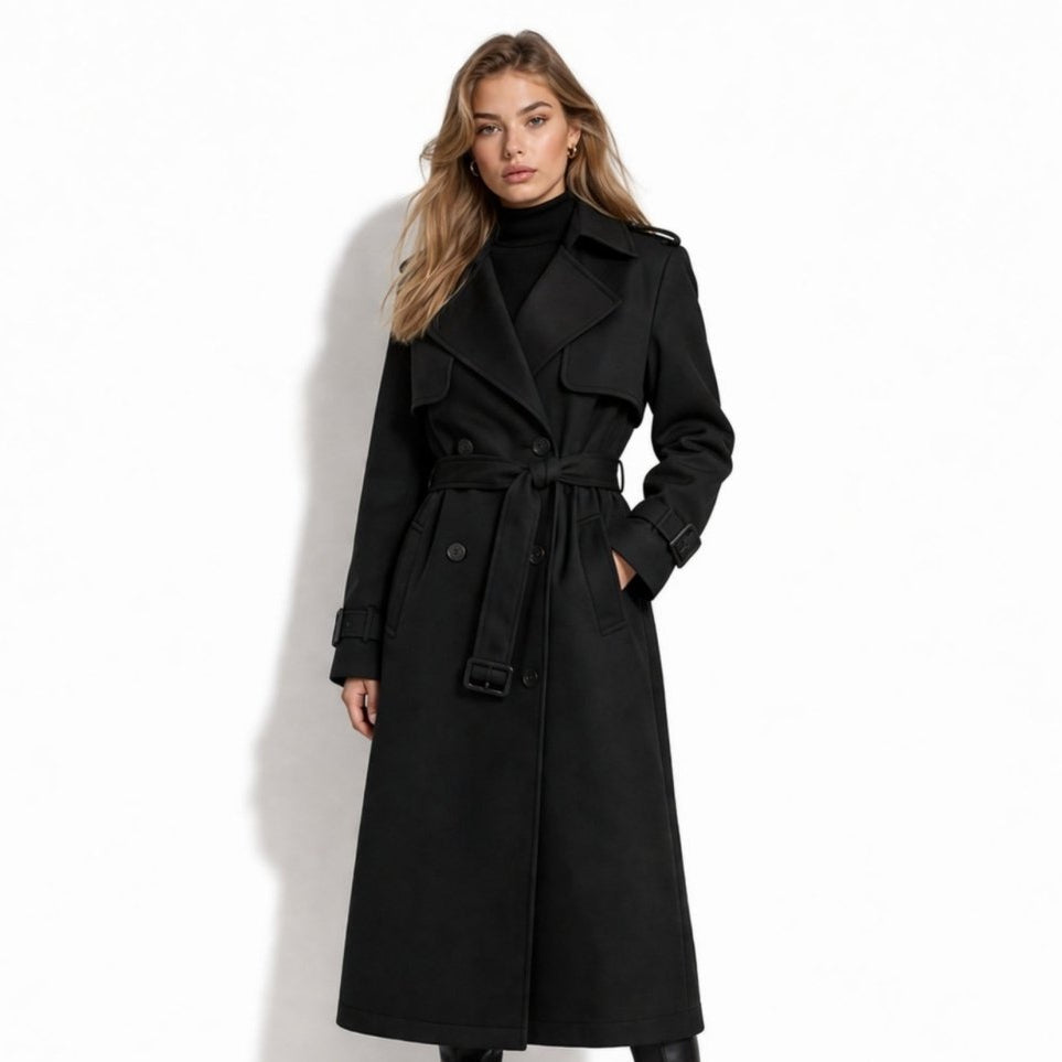 Women's Double-Breasted Belted Trench Coat Oversized Fit