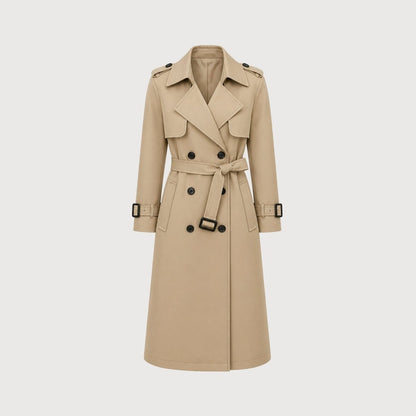 Women's Double-Breasted Belted Trench Coat Oversized Fit