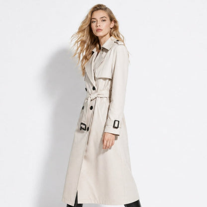 Women's Double-Breasted Belted Trench Coat Oversized Fit