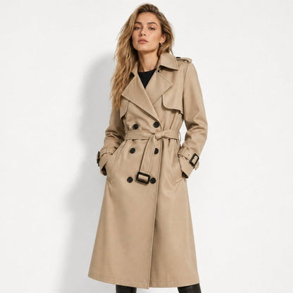 Women's Double-Breasted Belted Trench Coat Oversized Fit