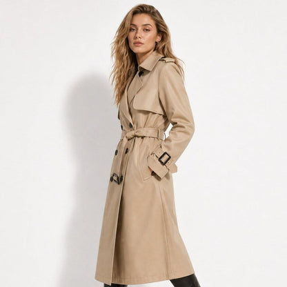 Women's Double-Breasted Belted Trench Coat Oversized Fit