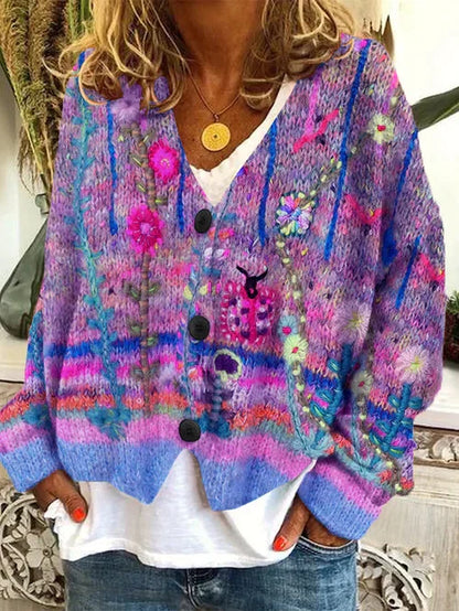 LM | Flowered cardigan with buttons