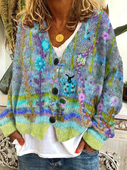 LM | Flowered cardigan with buttons